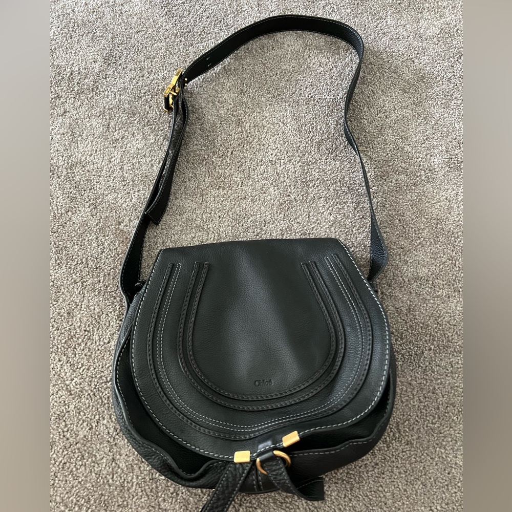 Black leather Chloe Marcie bag